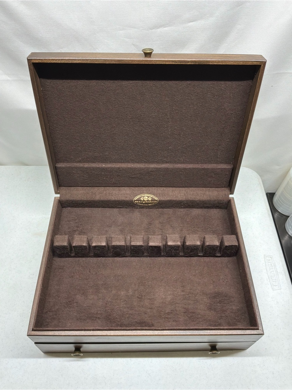 Reed & Barton Flatware Storage Chest Wooden Silverware Silverplate Box W/ Drawer